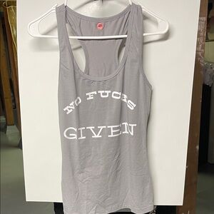 Gray Graphic Racerback Tank Top - No Fucks Given